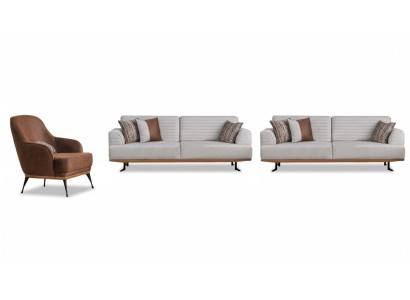Luxus 3tlg Polstergarnitur Dreisitzer-Sofas & Sessel für Wohnzimmer