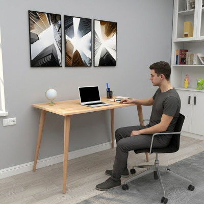 Beiger Holztisch Designer Loft-Tisch Stilvolle Schreibtische Luxus Möbel