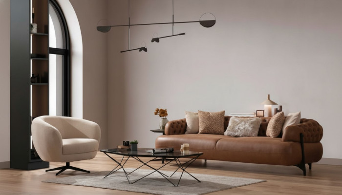 Modernes Wohnzimmer Sofa Set Designer Dreisitzer Edler Lehnsessel 2tlg