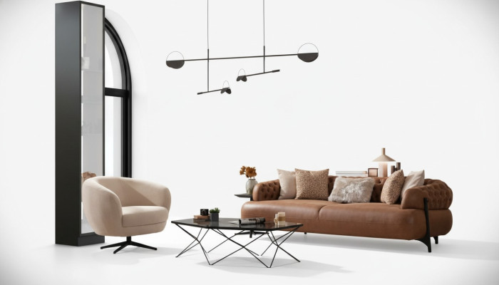 Modernes Wohnzimmer Sofa Set Designer Dreisitzer Edler Lehnsessel 2tlg