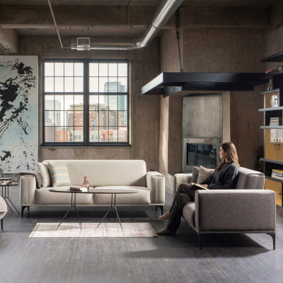 Weiß-Graue Polstersofas Designer Wohnzimmer Textil Couchen 2x 3-Sitzer