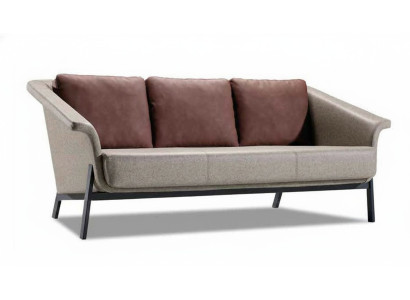 Graues Polstersofa Designer Textilcouch Wohnzimmer Dreisitzer Möbel