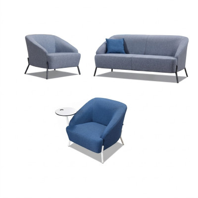 Grau-Blaue Sofagarnitur Designer Polstercouchen Moderner 2-Sitzer Sessel