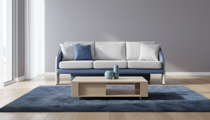 Grau-Blauer Dreisitzer Moderne Polstersofas Designer Wohnzimmer Couch