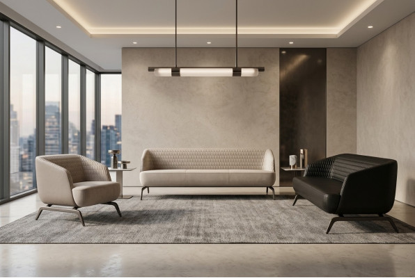 Schwarz-Weiße Couchgarnitur Luxuruiöse 2x Dreisitzer Ledersessel 3tlg