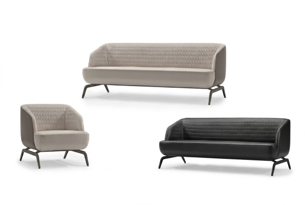 Schwarz-Weiße Couchgarnitur Luxuruiöse 2x Dreisitzer Ledersessel 3tlg