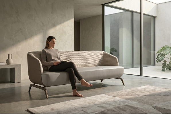 Weiße Polstercouch Designer Wohnzimmer Sitzmöbel 3-Sitzer Textilsofa