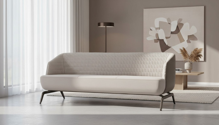 Weiße Polstercouch Designer Wohnzimmer Sitzmöbel 3-Sitzer Textilsofa