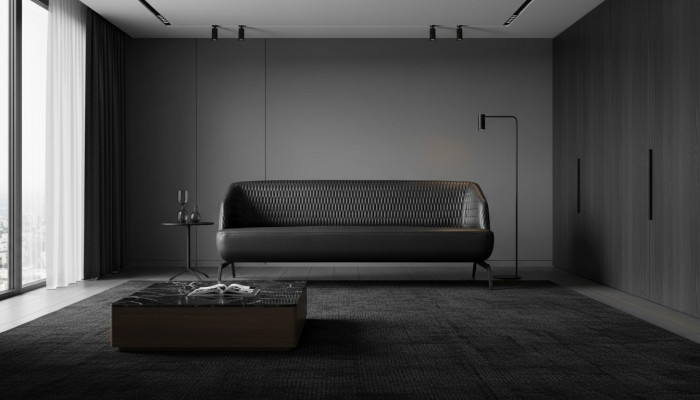 Schwarzes Ledersofa Designer 3-Sitzer Couch Wohnzimmer Sitzmöbel 3-er