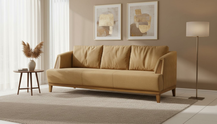 Brauner Dreisitzer Polster Textilcouch 3-Sitzer Edle Wohnzimmer Möbel