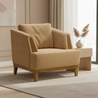 Brauner Polstersessel Designer Textil Einsitzer Moderner Fernsehsessel