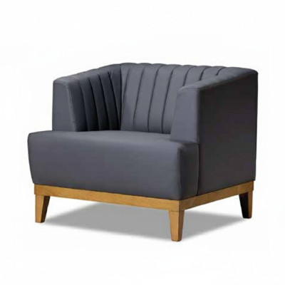 Grauer Clubsessel Designer Stoffsessel Edler Wohnzimmer Ohrensessel