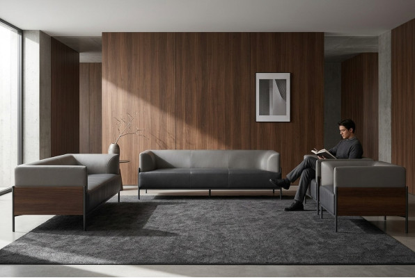 Multifunktional Sofa-Set Ledersofa Modern Holz Pflegelicht Einfarbig