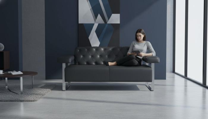 Luxus Schwarz 2-Sitzer Sofa Chesterfield Stil Original Designer Modern