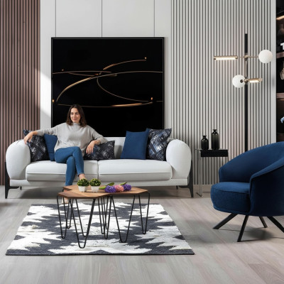 Weißes Relaxsofa Designer Wohnzimmer Sitzmöbel Polster Couchen Möbel