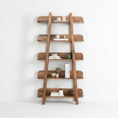 Dunkelbraues Bücherregal Wohnzimmer Designer Holz Möbel Ablageregale