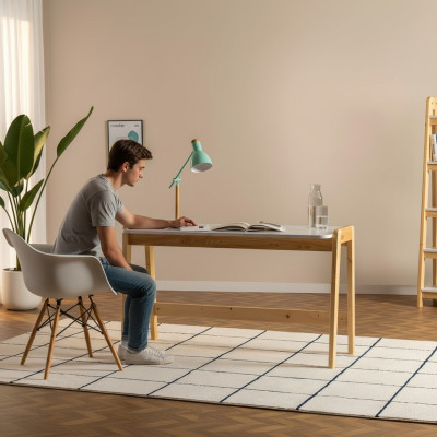 Weiß-Beiger Schreibtisch Designer Bürotische Computertische Holz Möbel