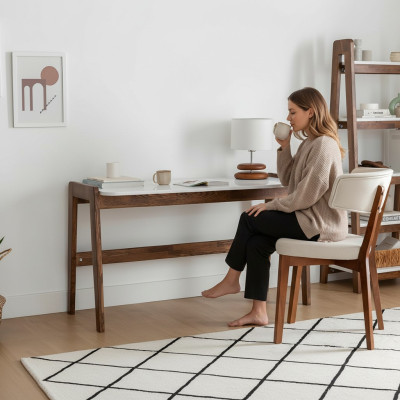 Braun-Weißer Laptoptisch Luxuriöse Büromöbel Designer Schreibtische