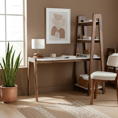 Braun-Weißer Computertisch Schreibtisch Luxuriöse Arbeitszimmer Möbel
