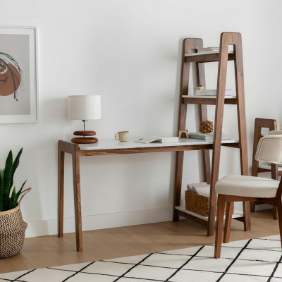 Braun-Weißer Computertisch Schreibtisch Luxuriöse Arbeitszimmer Möbel