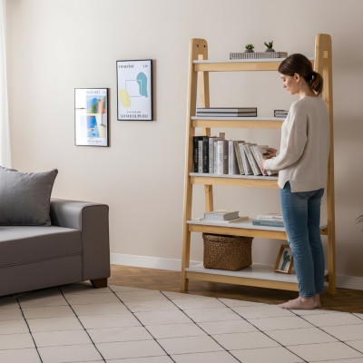 Hellbeiger Bücherregal Designer Wandregale Luxuriöser Holz Aktenschrank