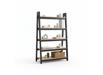 Schwarz-Beiger Bücherregal Wohnzimmer Aktenregale Holz Ablagen Möbel
