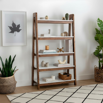 Braun-Weißer Bücherregal Wohnzimmer Designer Holz Regale Edle Möbel