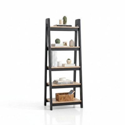 Schwarz-Brauner Bücherregal Designer Wandregal Büro Aktenregalständer