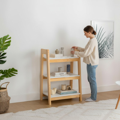 Hellbeiges Bücherregal Standregal Kinder Bücherschrank Edle Holz Möbel