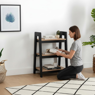 Schwarz-Beiges Bücherregal Holz Standregale Kinder Luxus Ablage Möbel