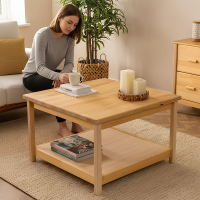Beiger Holz Couchtisch Moderner Wohnzimmer Kaffeetisch Designer Möbel