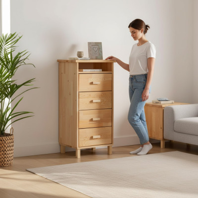 Moderne Beige Wohnzimmer Kommode Luxuriöses Sideboard Holz Anrichte