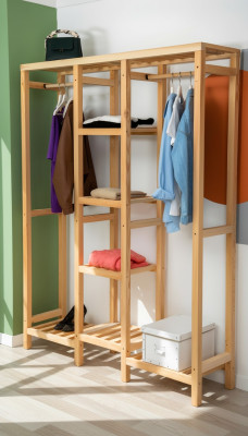 Modern Garderobe Beige Regal Schrank Kleider Schrank Möbel Garderoben Holz