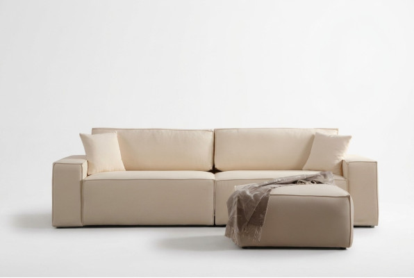 Eleganten bež ekskluziven pouf za štiri osebe, 2 kosa
