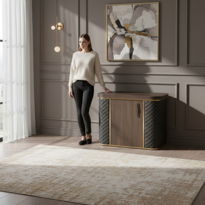 Kommode Zweifarbig Braun Schwarz Modern Design Stil Arbeitszimmer Holz