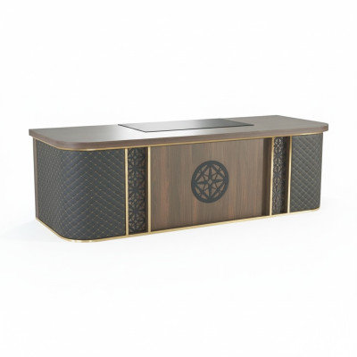Bürotisch Modern Design Braun Schwarz Zweifarbig Rechteckig Form Stil