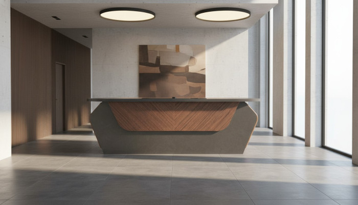 Bürotisch Braun Grau Zweifarbig Modern Design Rechteckig Schreibtisch