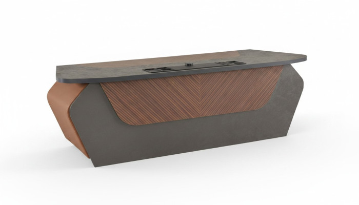 Bürotisch Braun Grau Zweifarbig Modern Design Rechteckig Schreibtisch