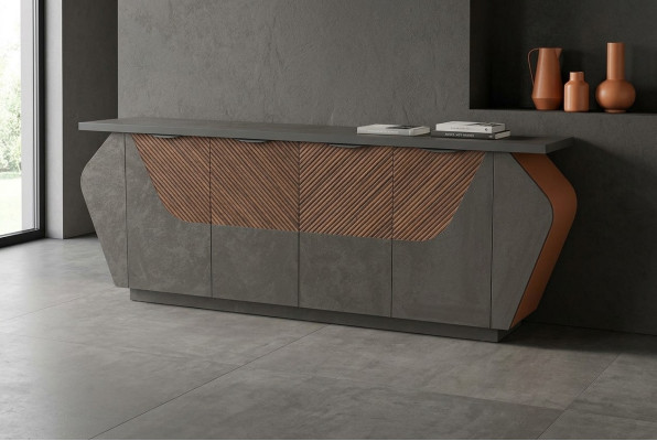 Sideboard Aktenschrank Arbeitszimmer Grau Braun Zweifarbig Modern Stil