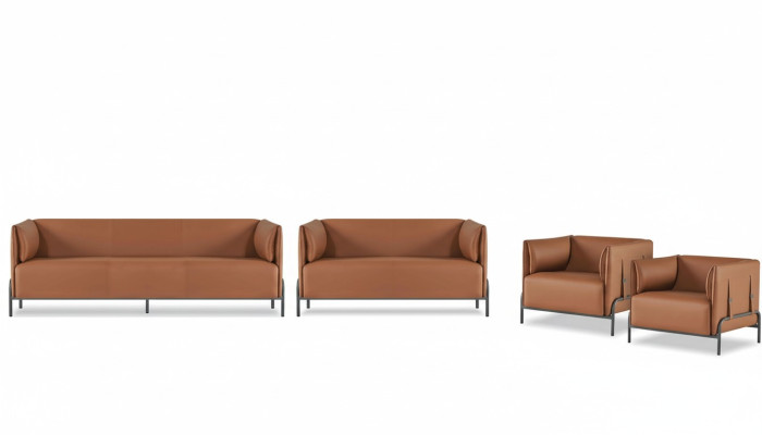 Arbeitszimmer-Set 4tlg 3-Sitzer 2-Sitzer mit 2x Sessel Modern Design Stil