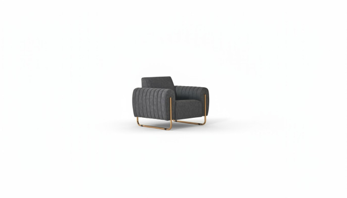Sessel Grau Einfarbig Arbeitszimmer Modern Design Stil Textil Material