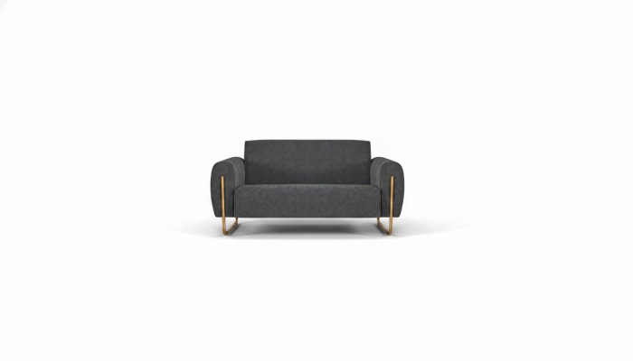 Stoffsofa Grau Einfarbig Arbeitszimmer 2-Sitzer Edelstahl Modern Design