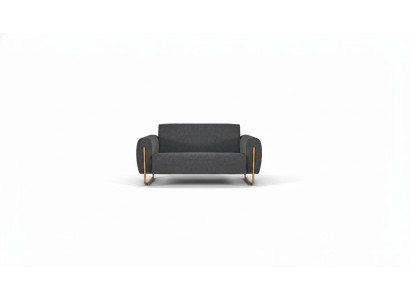 Stoffsofa Grau Einfarbig Arbeitszimmer 2-Sitzer Edelstahl Modern Design