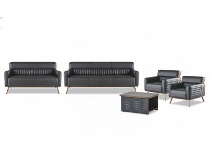 Schwarze Büro Einrichtung Luxuriöse Leder Sofas Designer Sessel Tisch