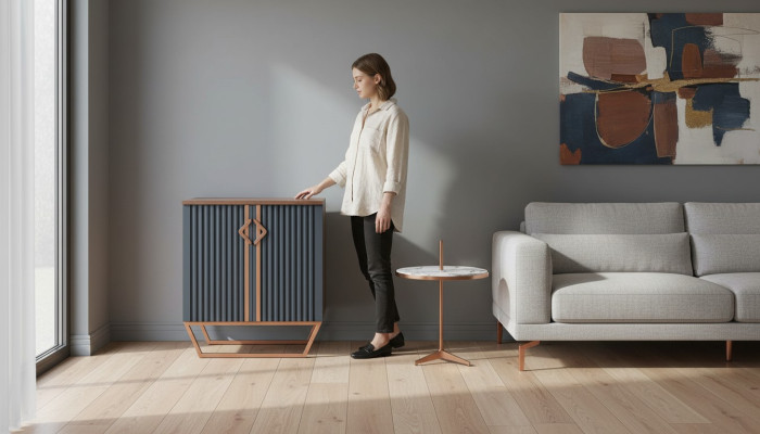 Kommode Braun Grau Zweifarbig Aktenschrank Arbeitszimmer Modern Design