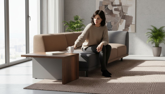 Couchtisch Braun Grau Zweifarbig Rechteckig Form Arbeitszimmer Modern