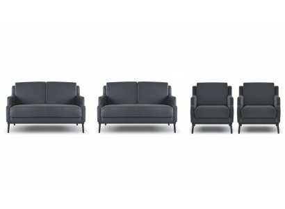 Arbeitszimmer-Set 4tlg 2x S-Sitzer 2x Sessel Dunkelgrau Einfarbig Modern