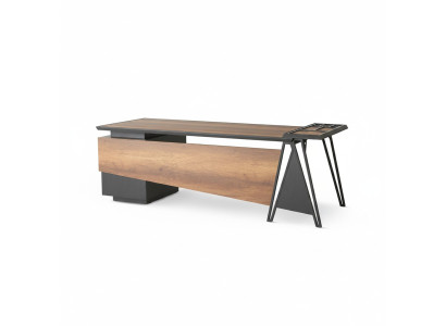 Schreibtisch Bürotisch Arbeitszimmer Braun Grau Zweifarbig Modern Design