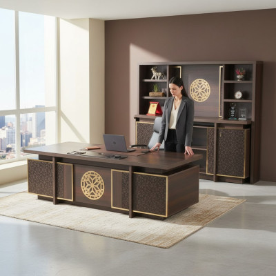 Arbeitszimmer Set 3tlg Bürotisch Sideboard Bücherregal Braun Einfarbig