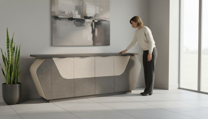 Arbeitszimmer Sideboard Aktenschrank Grau Zweifarbig Stauraum Modern